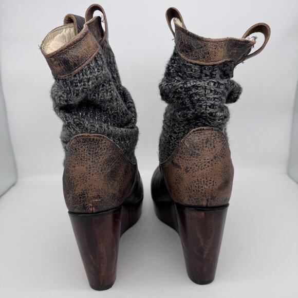 Bed Stu Womens Bruges Boot Bootie Size 9 Distressed Brown Wedge Boho Western - Picture 3 of 15